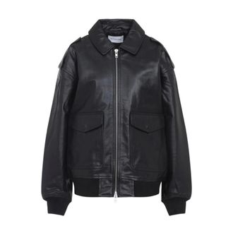 Frankie Shop Leather Jacket with Pocket - female - The Frankie Shop - Leather Jackets - Black - XS - Jackets