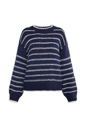 Dreimaster Dreimaster Gebreide trui Dames marine wol wit