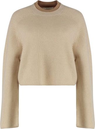 Max Mara Truien - Dames - Ronde hals truien - Beige - L - Truien & Vesten