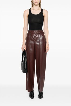 Philosophy di Lorenzo Serafini Deco Wide Leg Trousers In Waxy Brown