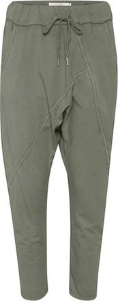 Cream Grijze Khaki Trainingsbroeken met Brede Tailleband - Dames - Sweatpants - Grijs - S/M - Katoen - Broeken
