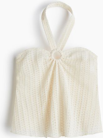 H&M Neckholder-Top aus Pointelle-Jersey - White