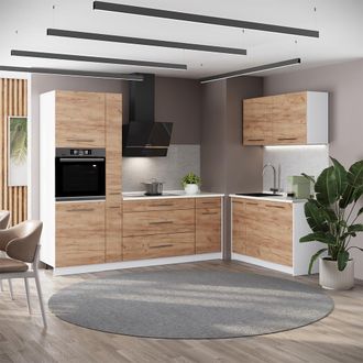 Vicco Cocina Fame-line, Roble Dorado/blanco, 220 X 120 Cm, Et Antracita, Vicco
