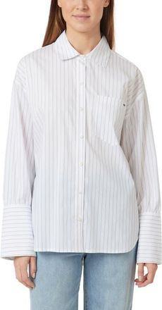 Habitual Oversize Stripe Poplin Button-Up Shirt in Bright White Stripe at Nordstrom, Size X-Small