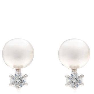 Swarovski Matrix Pierced Earrings Studs Rhodium Shiny White