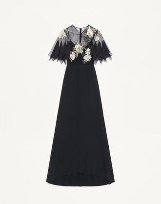 Valentino Embroidered Cady Couture Gown Woman BLACK/SILVER 40