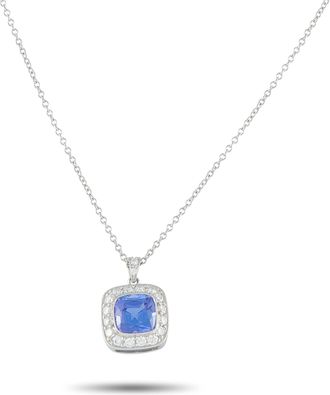 Tiffany & Co. Soleste Platinum Diamond and Tanzanite Pendant Necklace TI06-101226