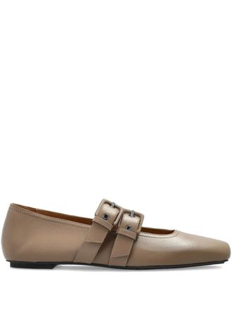 Emporio Armani double-buckle ballet flats - Brown