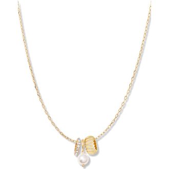 Brook & York Gaby Faux Pearl & Birthstone Multipendant Necklace in Gold/April at Nordstrom