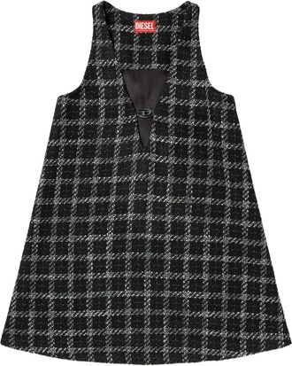 Diesel Geruite mini-jurk met V-hals - Zwart