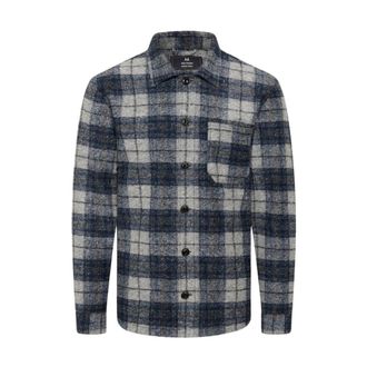 Matinique Geruite overshirt in donkerblauw - Heren - Casual Overhemden - Veelkleurig - L - Wol - Overhemden