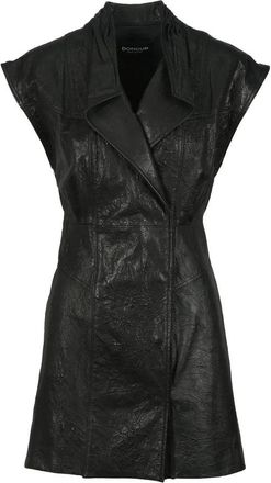 Dondup Short Leather Dress - Black