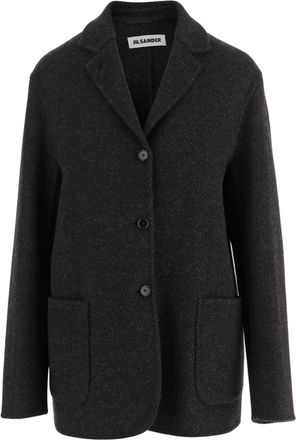 Jil Sander Dark Gray Wool Coat With Classic Lapel
