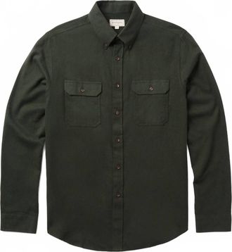 Stetson Mens Range Line Flannel Shirt In Heathered Olive Green