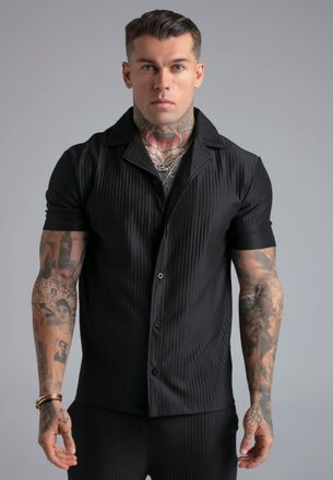 Siksilk Mens Black Plisse Shirt XXL