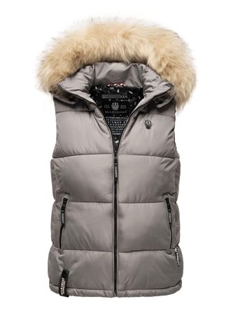 Marikoo dames gewatteerd vest - Eisflöckchen met capuchon & imitatiebontkraag