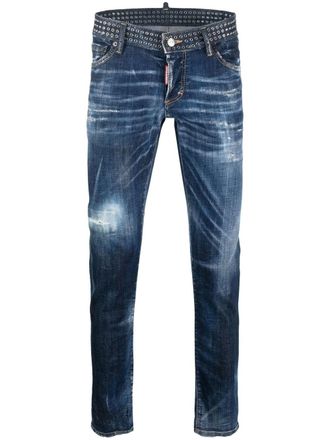 Dsquared2 Jeans slim con borchie - Blu