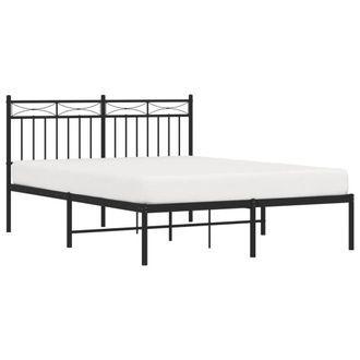 Berkfield Home Metal Bed Frame with Headboard Black 140x190 cm