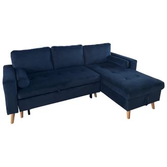 Happy Garden Happy Garden - Sof&aacute; Cama Esquinero De 3 Plazas James En Terciopelo Azul