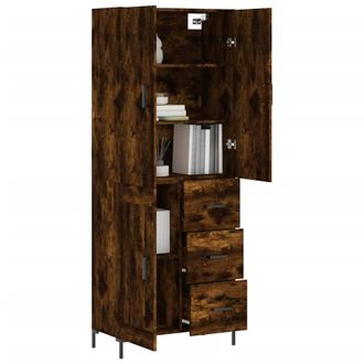 Berkfield Home Highboard Smoked Oak 69.5x34x180 cm Engineered Wood in Brown
