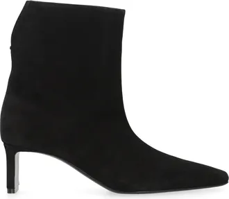 Khaite Womens Ankle Boots Ona Suede Black Calf Leather