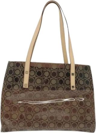 Ferragamo Pre-owned Plastic Schoudertas - Dames - Vintage Shopper - Bruin - ONE Size - Vintage