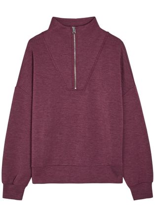 Varley Hawley Half-zip Stretch-jersey Sweatshirt - Burgundy - Xxs (UK4 / Xxs)