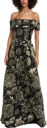 Rene Ruiz Off-The-Shoulder Jacquard Gown