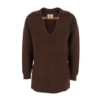 Elisabetta Franchi Dames, Truien, Bruin, Maat: XS Wol