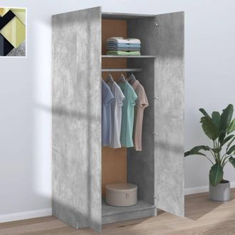 Berkfield Home Wardrobe Concrete Grey 80x52x180 cm Engineered Wood | Size: 80 x 52 x 180 cm