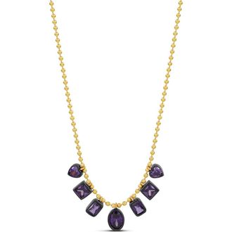 SHYMI Mixed Shape Stone Dangle Ball Chain Necklace in Gold/purple at Nordstrom