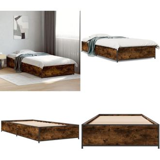vidaXL Giroletto Rovere Fumo 90x190 cm in Legno Multistrato e Metallo - Letto in legno - Materasso letto