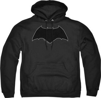 Gildan Justice League Movie Batman Logo Gray Outline Adult Pull Over Hoodie / Hooded Sweatshirt