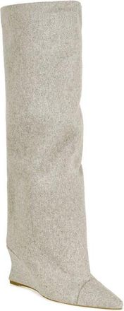 Azalea Wang Kenya Wide Shaft Wedge Boot in Grey at Nordstrom, Size 8.5