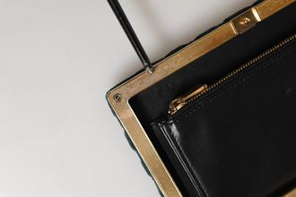 Dolce & Gabbana Black Velvet Gold Frame Clutch Evening Clutch Purse Womens Bag (Pre-Owned)