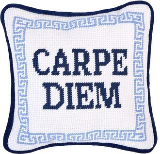 Two's Company Carpe Diem 8X8 Needlepoint Pillow