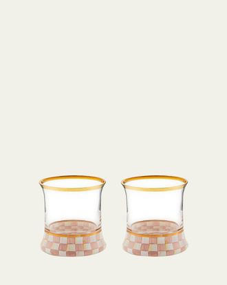 MacKenzie-Childs Rosy Check Tumbler Glasses, Set of 2