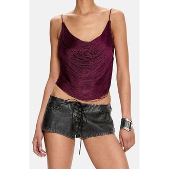Jaded London Lavinia Backless Fringe Top in Burgundy at Nordstrom, Size X-Large