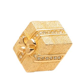 Dior Pre-owned Dior Gold Plated Strass Hexagonal Gift Box Brooch Ladies OYRVW9CBFAWM7WS2
