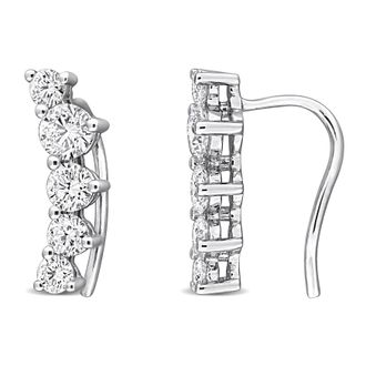 Mimi & Max Created Forever 1 - 1 1/3ct TW Lab-Grown Diamond Climber Earrings Sterling Silver