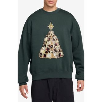 Nike Jordan Holiday Tree Graphic Sweatshirt in Midnight Green/Black at Nordstrom Rack, Size X-Large