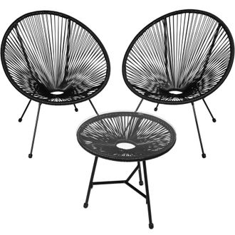 TecTake Garden Table & Chairs in Black | Size: 2 Seater