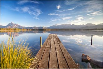 Schubiger M&ouml;bel Digitaldruck auf Acrylglas Romantischer See mit Bergen