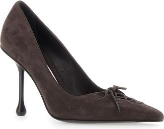 Jimmy Choo London Womens Pumps Scarlett 95 Brown Suede Goat Leather