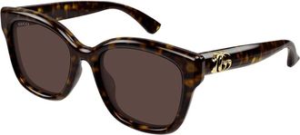 Gucci Vierkante zonnebril - Dames - Zonnebrillen - Bruin - 55 MM - Nylon - Accessoires