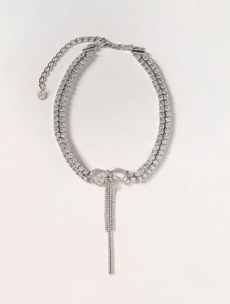 Self Portrait Collana choker in ottone con fiocco e cristalli