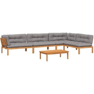 vidaXL Set De Sof&aacute;s De Palets De Jard&iacute;n Y Cojines 5 Pzas Madera Acacia Vidaxl