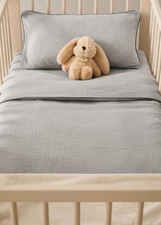 Mango Copripiumino culla garza di cotone bordo contrasto grigio chiaro/pastello - Home - 100x120cm - MANGO HOME
