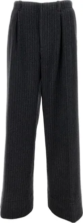 Durazzi Milano Cropped Wide-Leg Trousers With Subtle Pinstripe In Virgin Wool