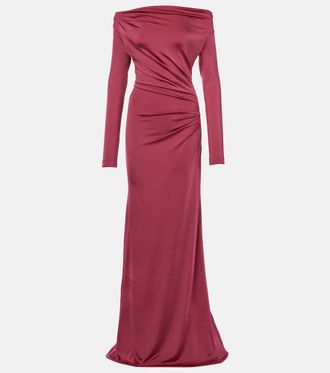 Victoria Beckham Draped off-shoulder jersey gown